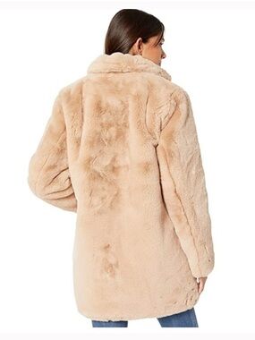 Apparis Long faux fur coat with hood